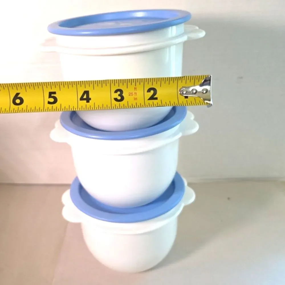 Tupperware Butterfly Bowl Set of 3 White #2513 One Touch Blue Seals 700ml